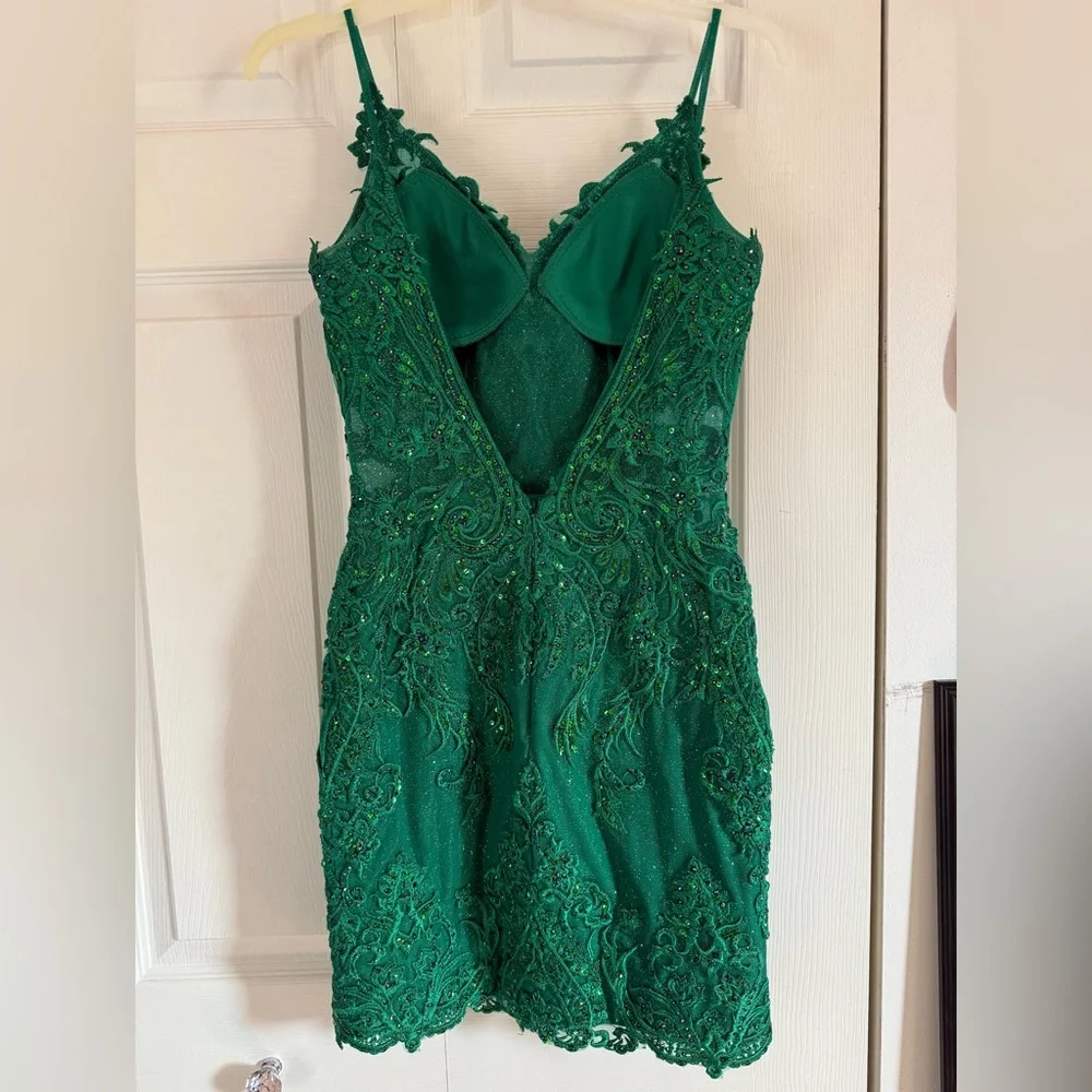 Alyce Paris Vibrant Green Lace Dress - Picture 3 of 8